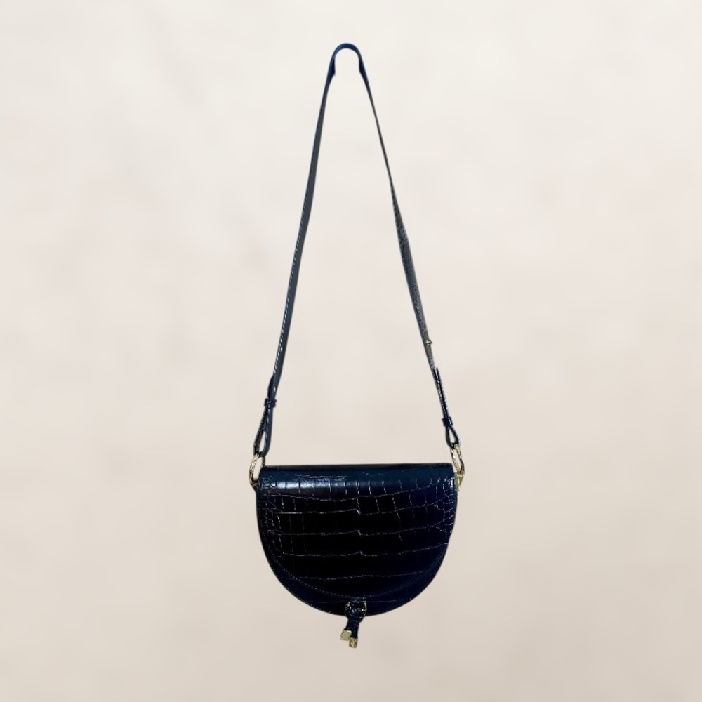 JW PEI Black Croc-Embossed Crossbody Purse
